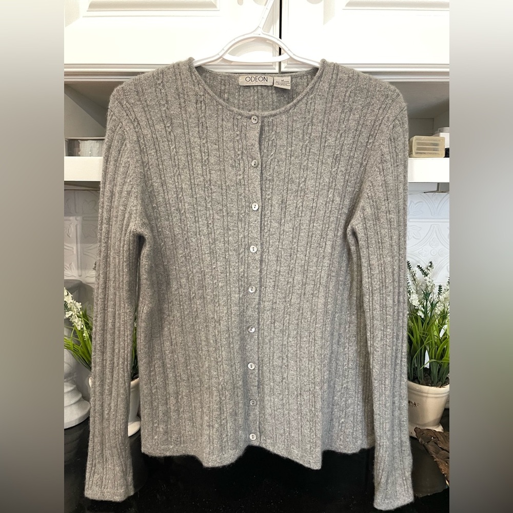 Odeon Belford Ribbed Knit Cardigan Sweater, 100% Cashmere